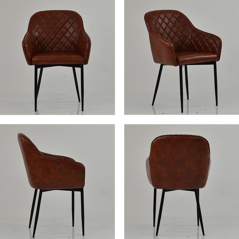 image 1 of Lakeland Furniture Opus Carver Vintage Brown Faux Leather Black Leg Dining Chair