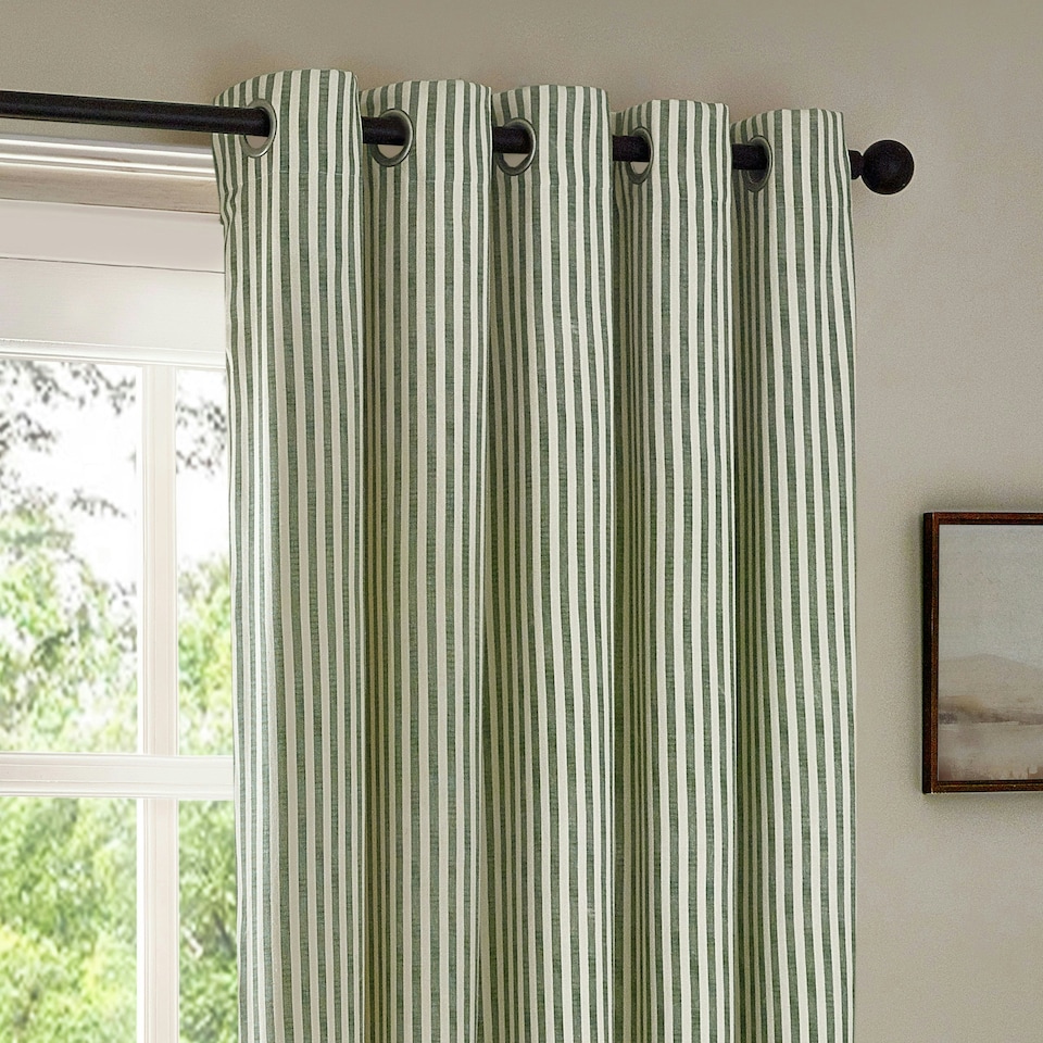 image 1 of Yard Hebden Striped Cotton Forest Eyelet Curtains 168 x 137cm Multi