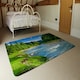 image 3 of landscape with mountains, forest and a river in front. beautiful scenery (Rug) Blue | XL