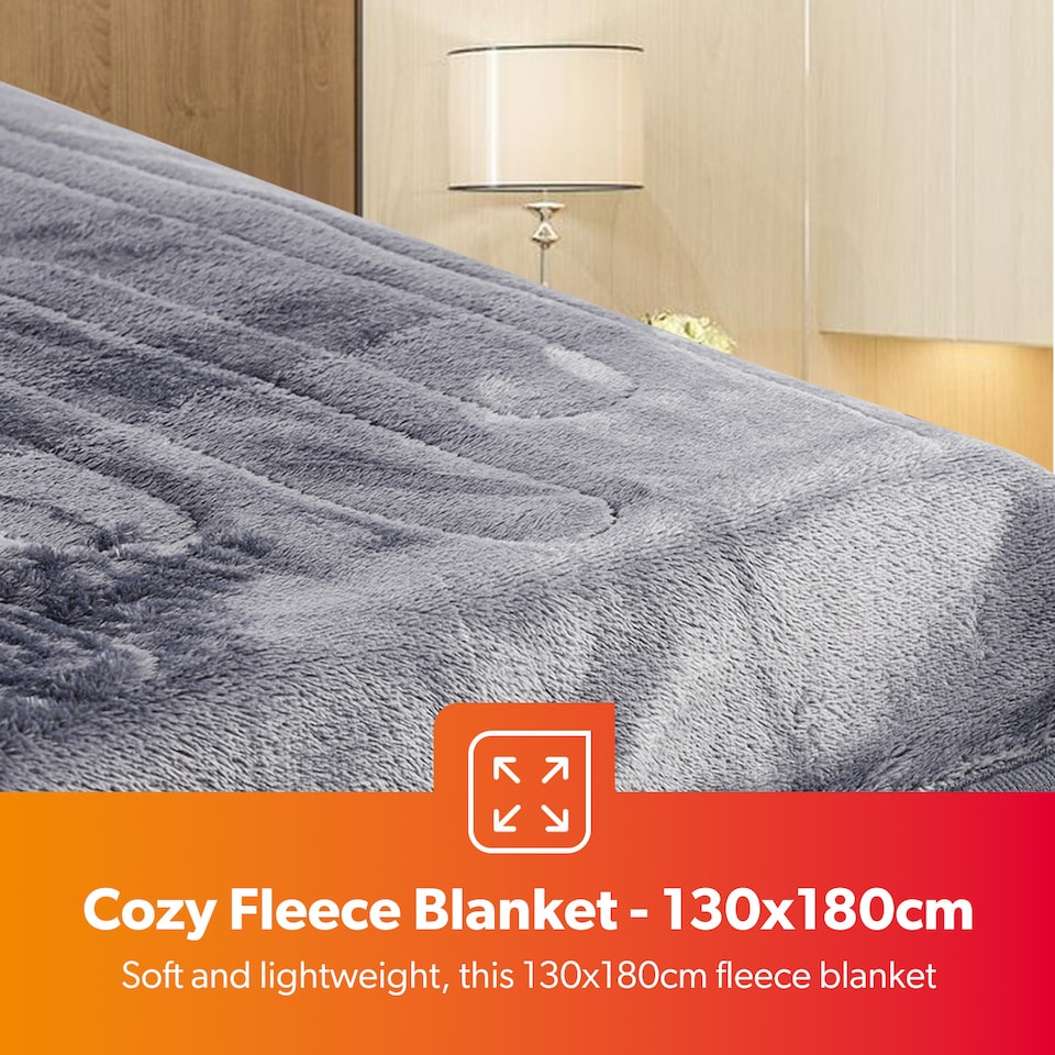 image 1 of GEEPAS Electric Heated Blanket Flannel Fleece Throw 130x160cm