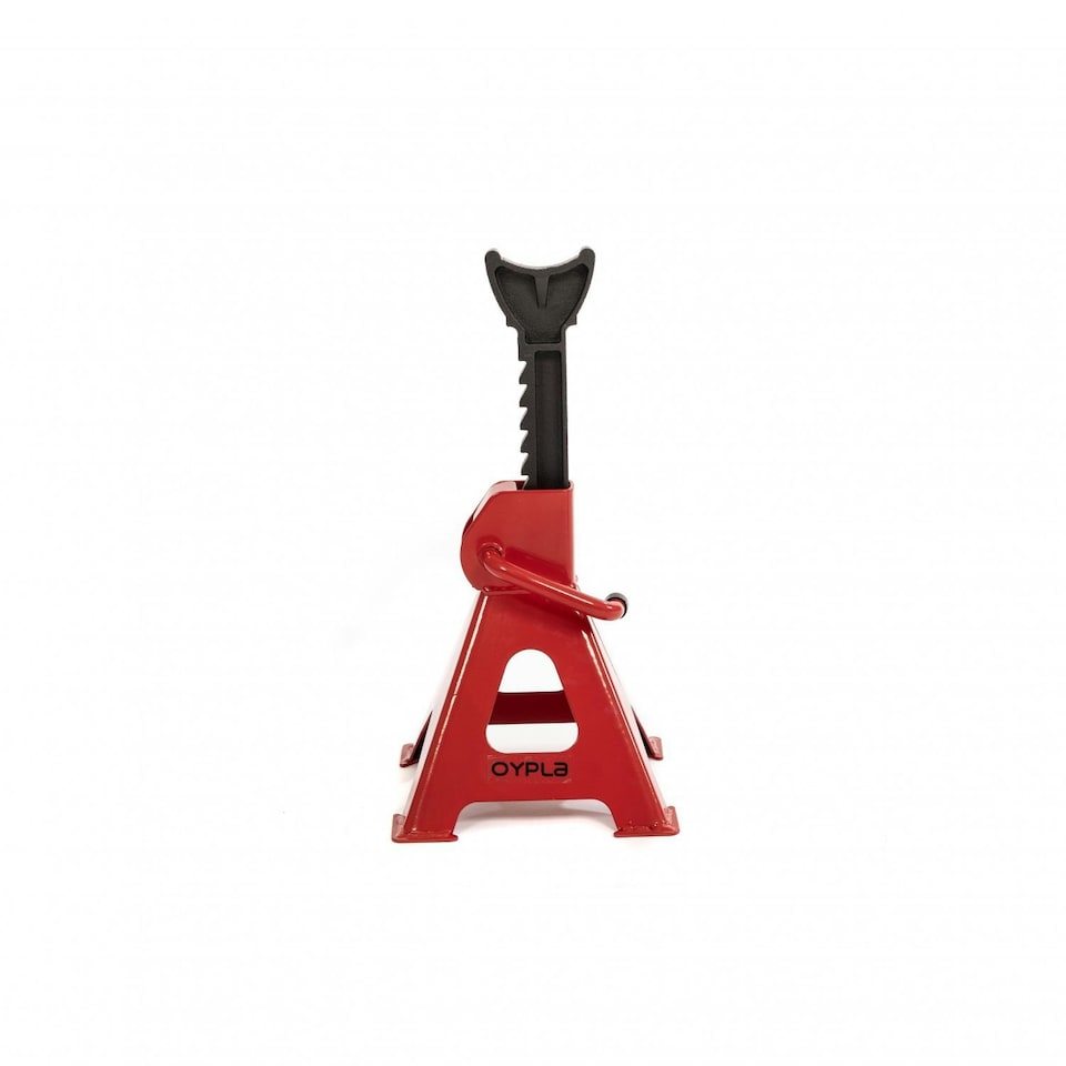 image 1 of Oypla 3 Ton Heavy Duty Ratchet Jack Lifting Axle Stands - Set of 2 Red