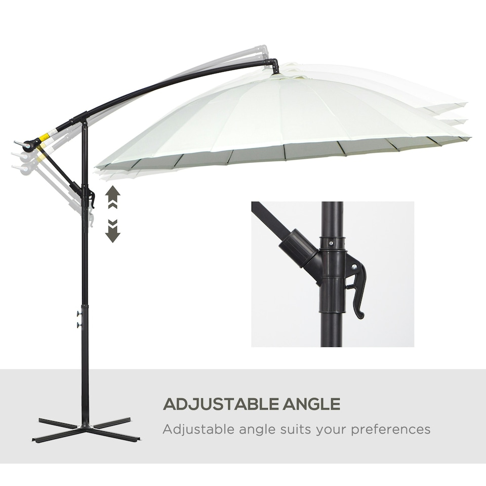 image 1 of Outsunny 3(m) Cantilever Shanghai Parasol with Crank Handle, Off-White