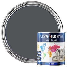 PUREWORLD All-in-One Paint & Primer - Multi-Surface Interior & Exterior, Walls & Wood - Dark Grey - 1L - Matt