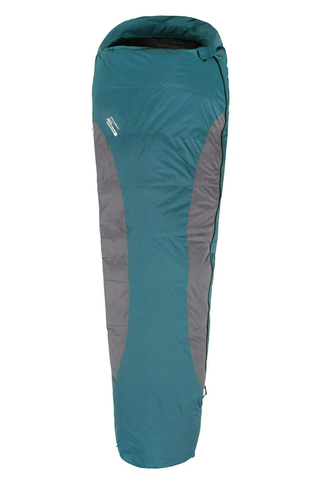 image 1 of Mountain Warehouse Extreme Down Sleeping Bag Hooded Two Way Zipped Camp Bed | Blue