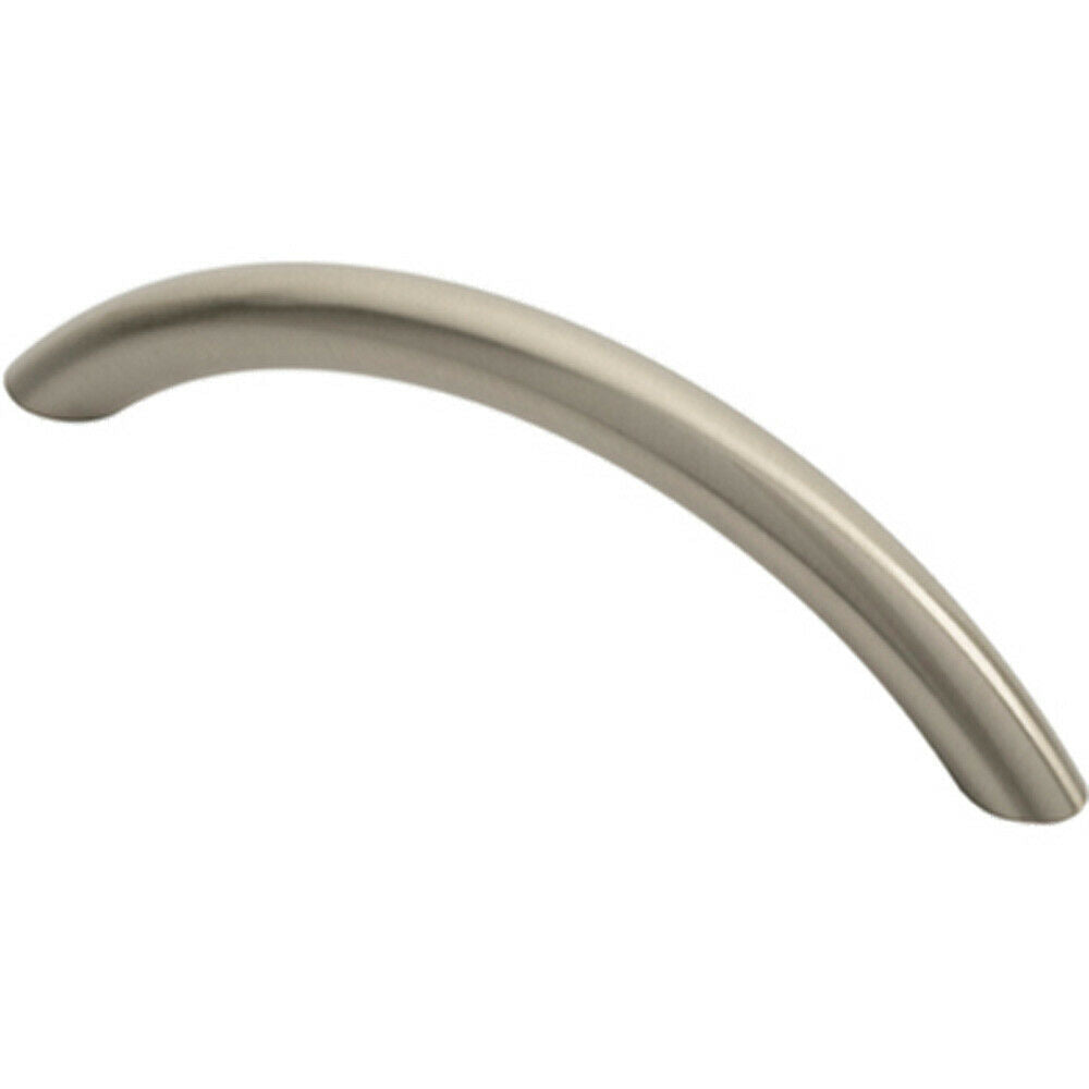 Loops Curved Bow Cabinet Pull Handle 119 x 10mm 96mm Fixing Centres Satin Nickel in Metallics