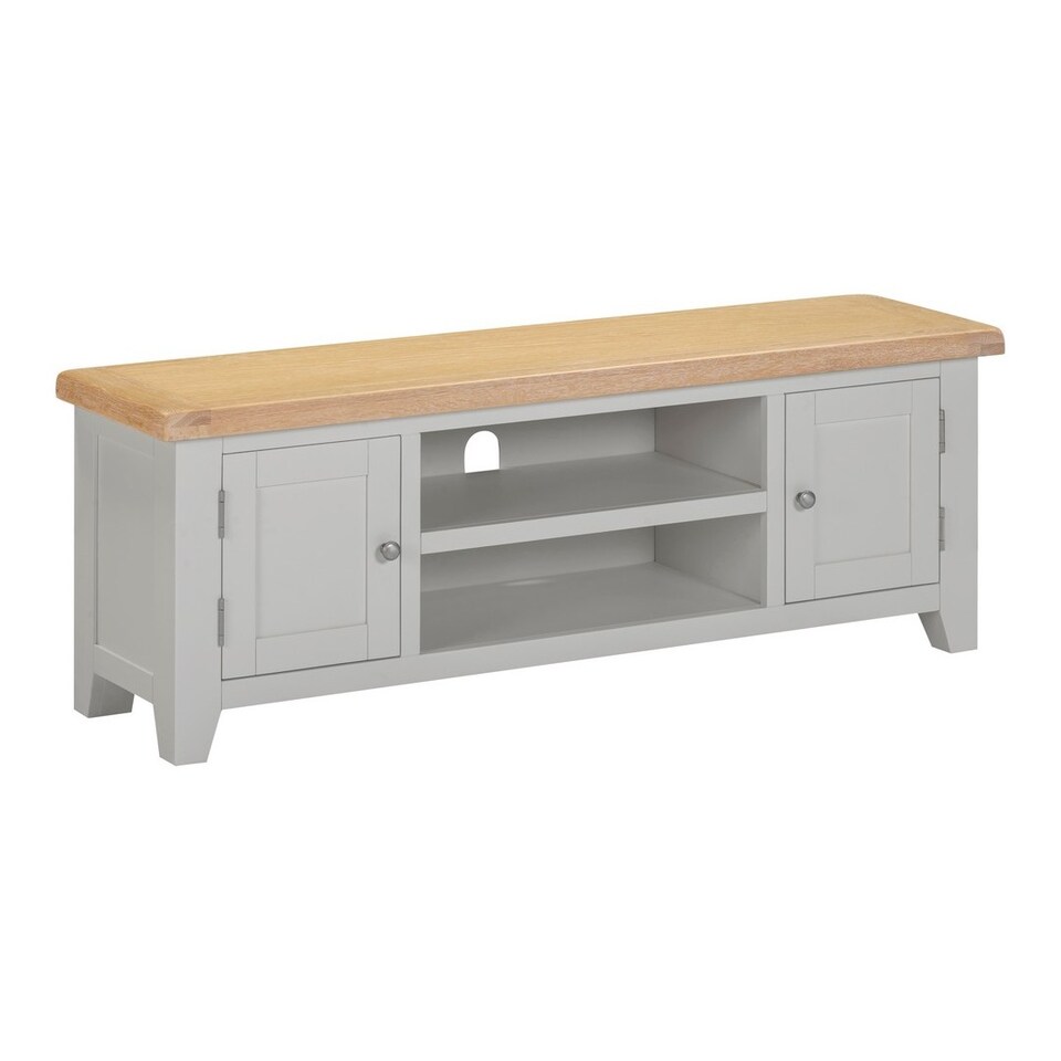 image 1 of Windsor Straight TV Unit - L37 x W140 x H50.5 cm - Pebble Grey/Oak