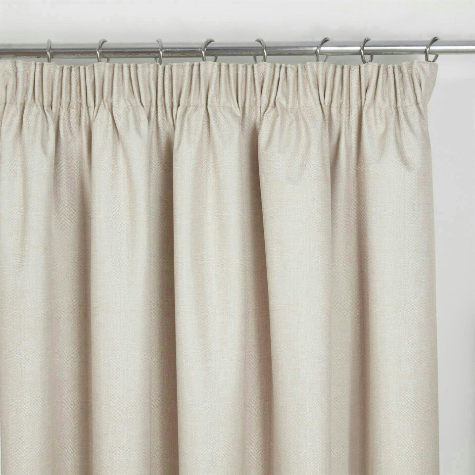 image 1 of Eclipse Pencil Pleat Blackout Curtains - Beige - 117cm x 229cm