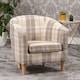 image 4 of Medford Chequered Fabric Tub Chair - Beige