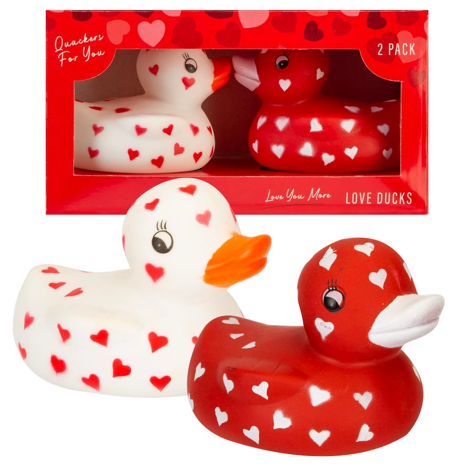 PMS Heart Duck Valentines Pair - Assorted Red or White