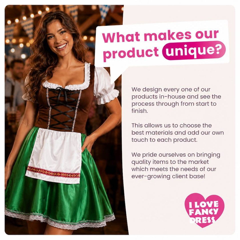 image 1 of Womens Bavarian Oktoberfest Beer Maid Costume Brown Green Fancy Dress Party Outfit For Adults