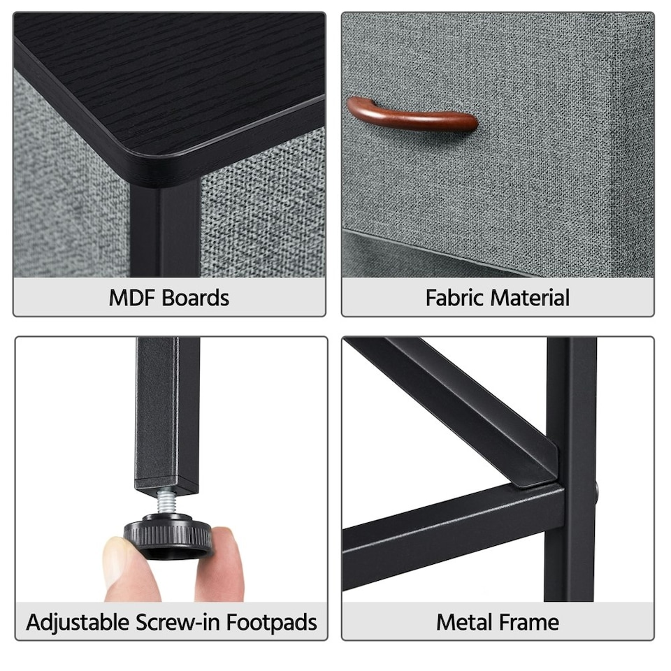 image 1 of Yaheetech Wide Fabric Organizer with 5 Drawers Dark Grey Grey | Dark Grey