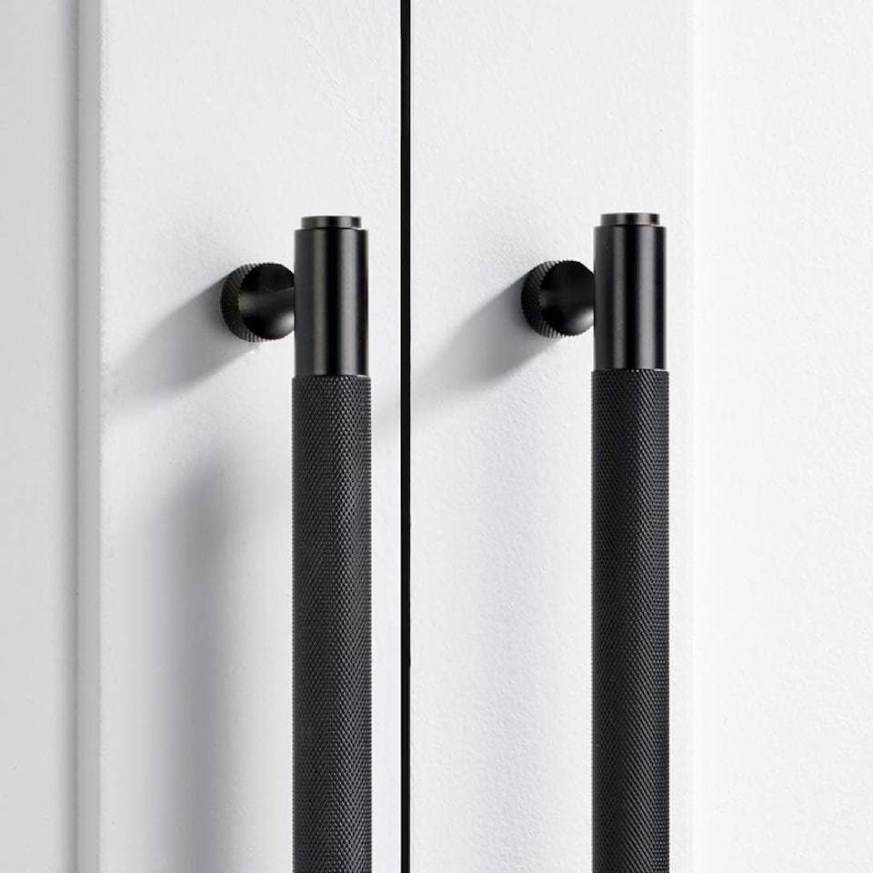 image 1 of Pushka Home Solid Brass Knurled Bar Handle 224mm - Black