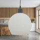 image 3 of First Choice Lighting Set of 2 Betchley White Ribbed Glass Globe with Black Pendant Fittings Black | White