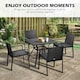 image 3 of Outsunny 4 Seater Rattan Dining Set with Cushions, Wood Effect Metal Top Table with Umbrella Hole, PE Rattan Garden Furniture Set, Outdoor Dining Table and Chairs for Patio, Balcony, Lawn, Black