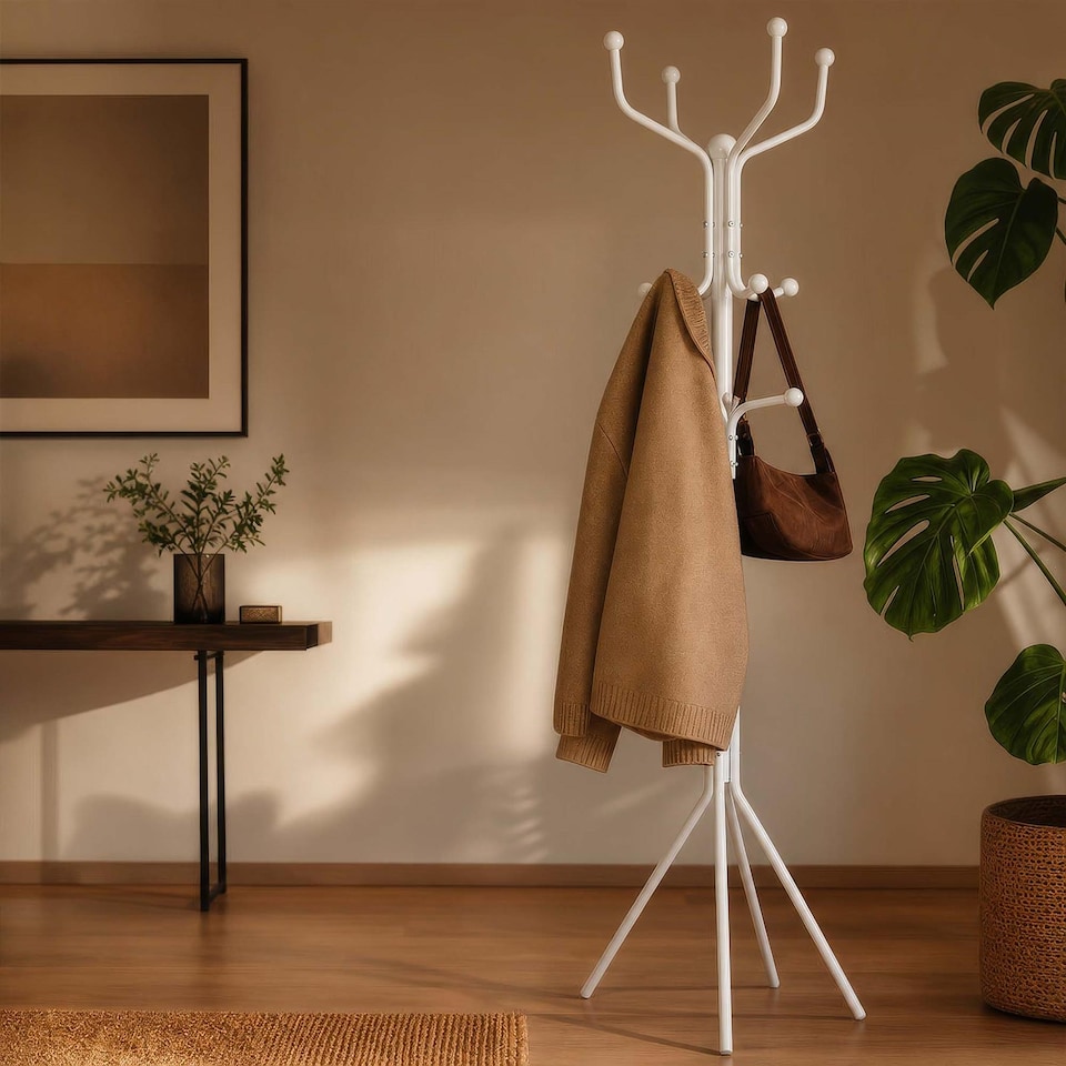 image 1 of Harbour Housewares Free-Standing Steel Coat Rack - White | White | White | One Size