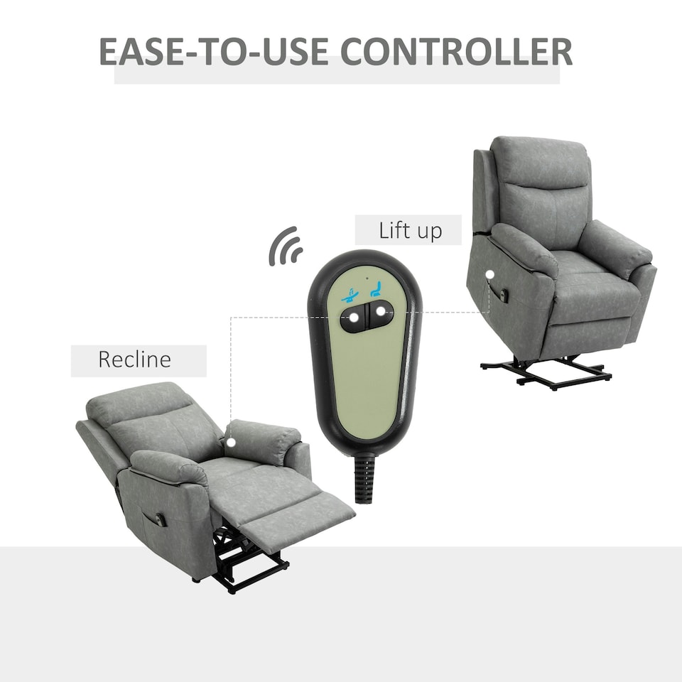 image 1 of HOMCOM Power Lift Chair Electric Riser Recliner with Remote Control, Grey Grey