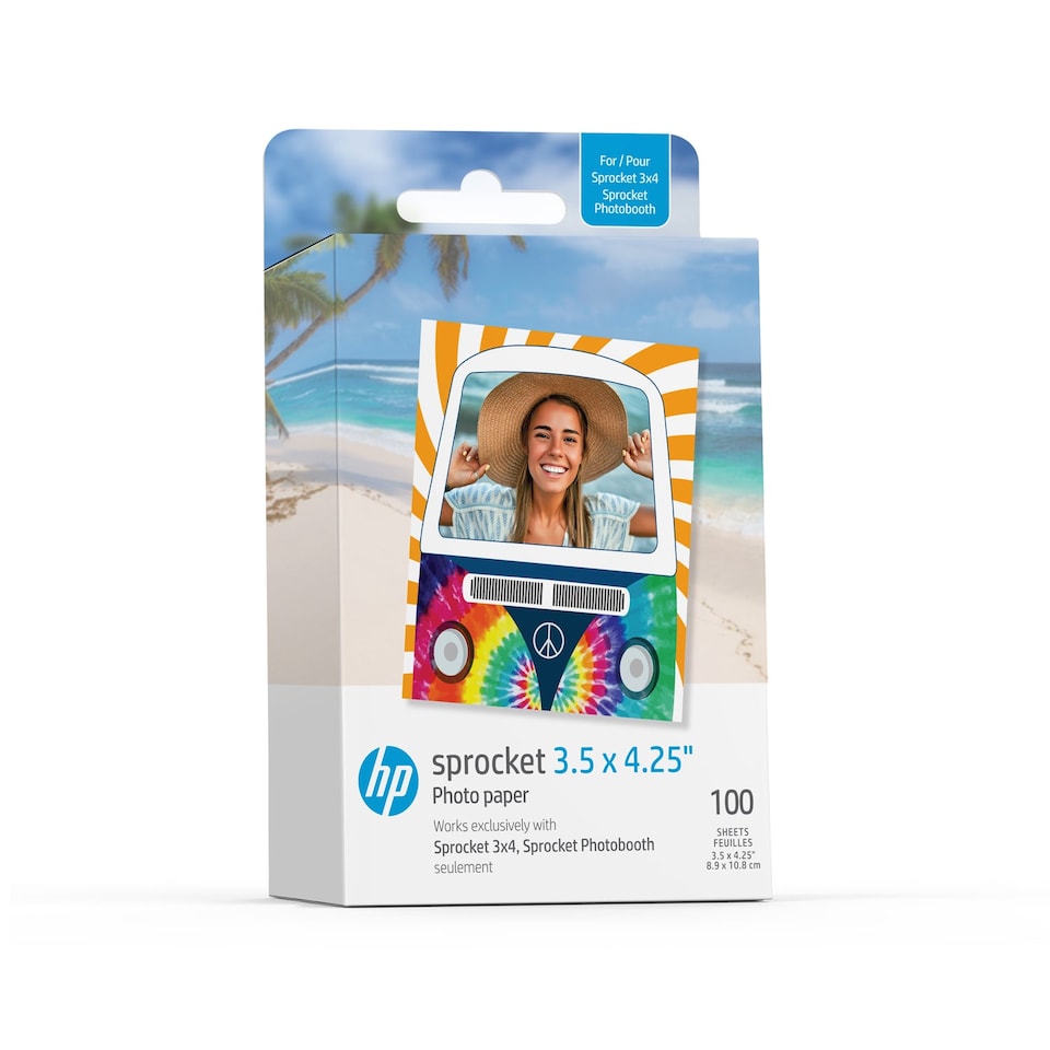 image 1 of 100 Sheets - HP Sprocket 3.5 x 4.25” Zink Sticky-backed Photo Paper