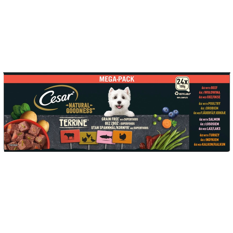image 1 of 48 x 100g Cesar Natural Goodness Grain Free Adult Dog Food Trays Mixed Terrine