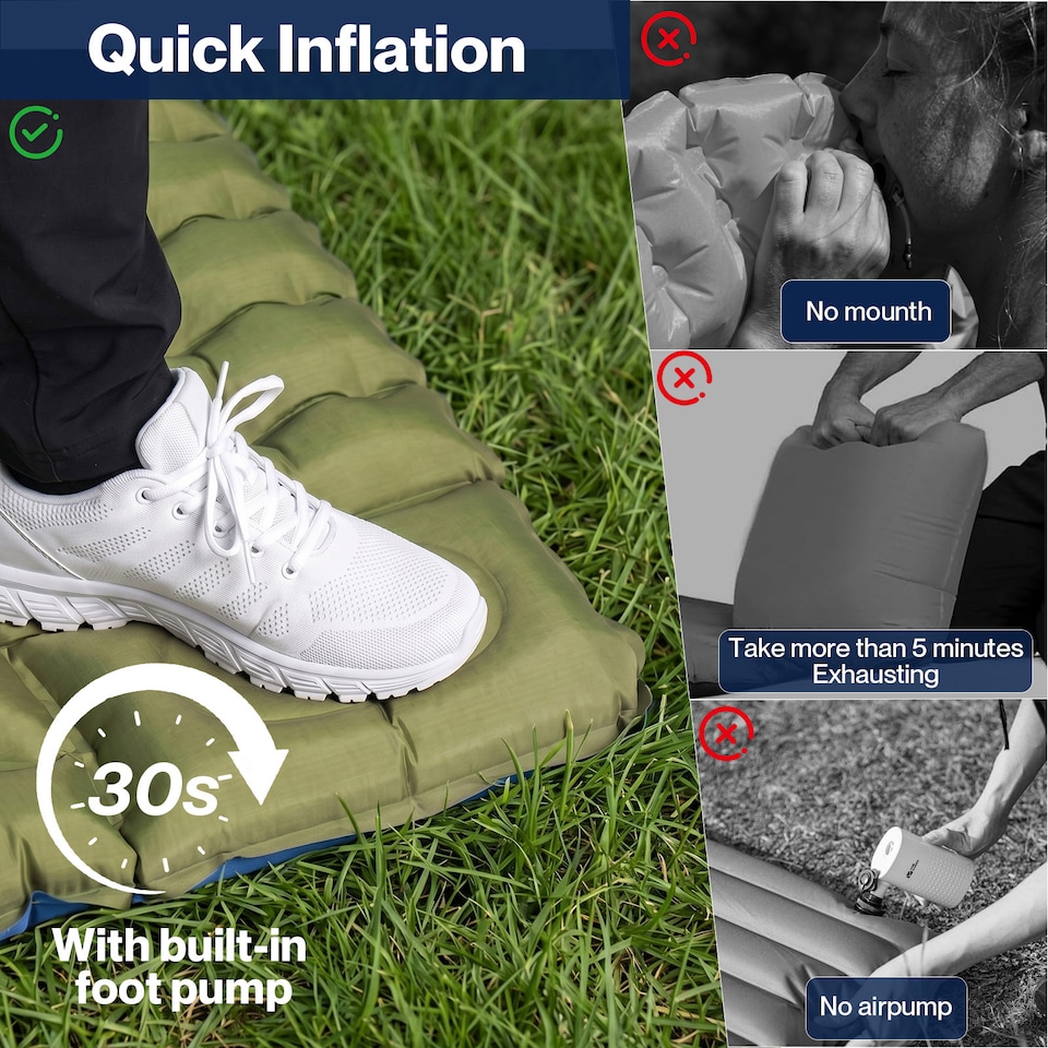 image 1 of Mountview Camping Sleeping Pad Ultralight Inflatable Mat Built In Pump Packable