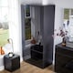 image 2 of Wardrobe 2 Door 2 Drawer Storage Cabinet Modern Home Bedroom Furniture | Black