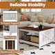 image 4 of COSTWAY Farmhouse Coffee Table Square Coffee Table White