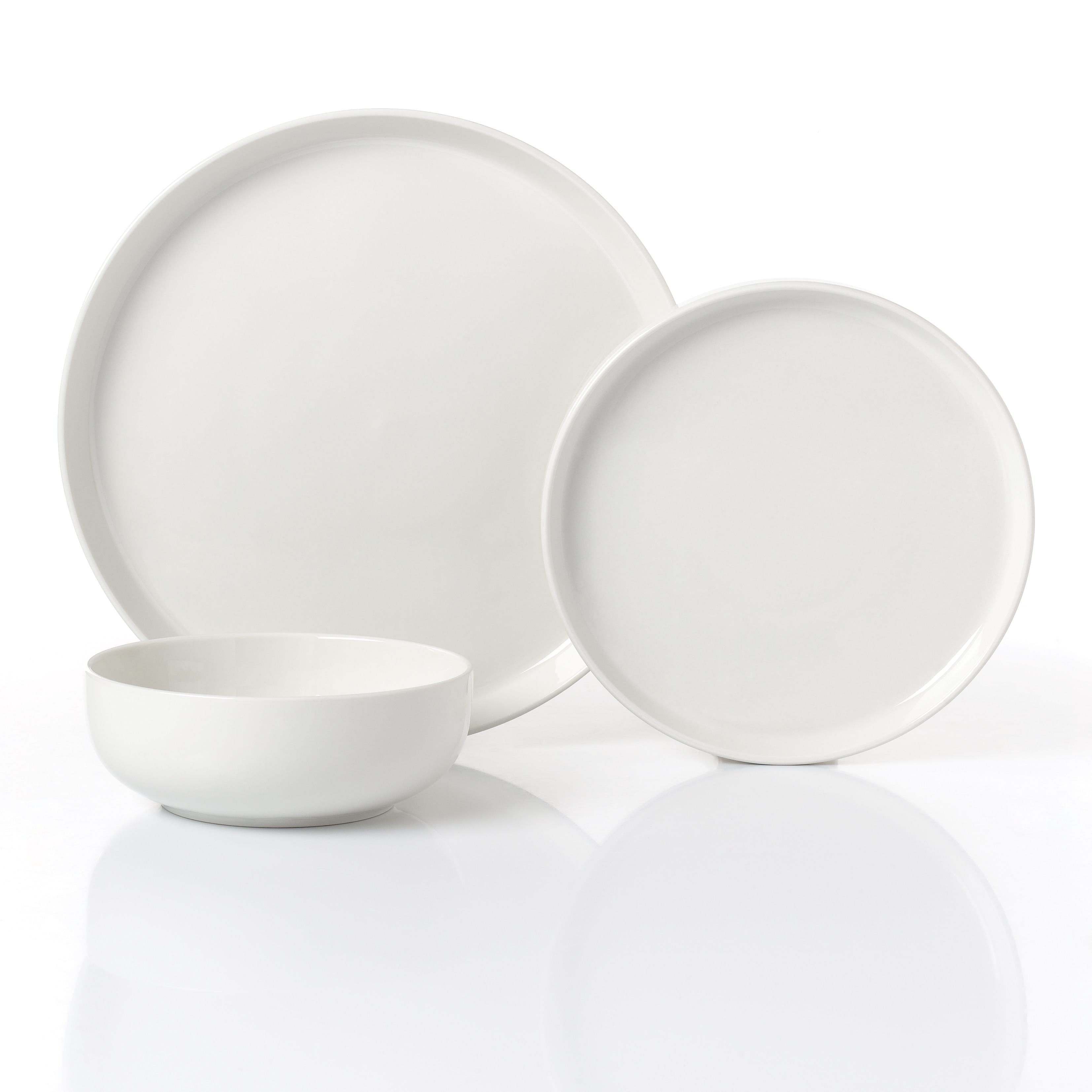 Waterside 12pc White Porcelain Lipped Dinner Set