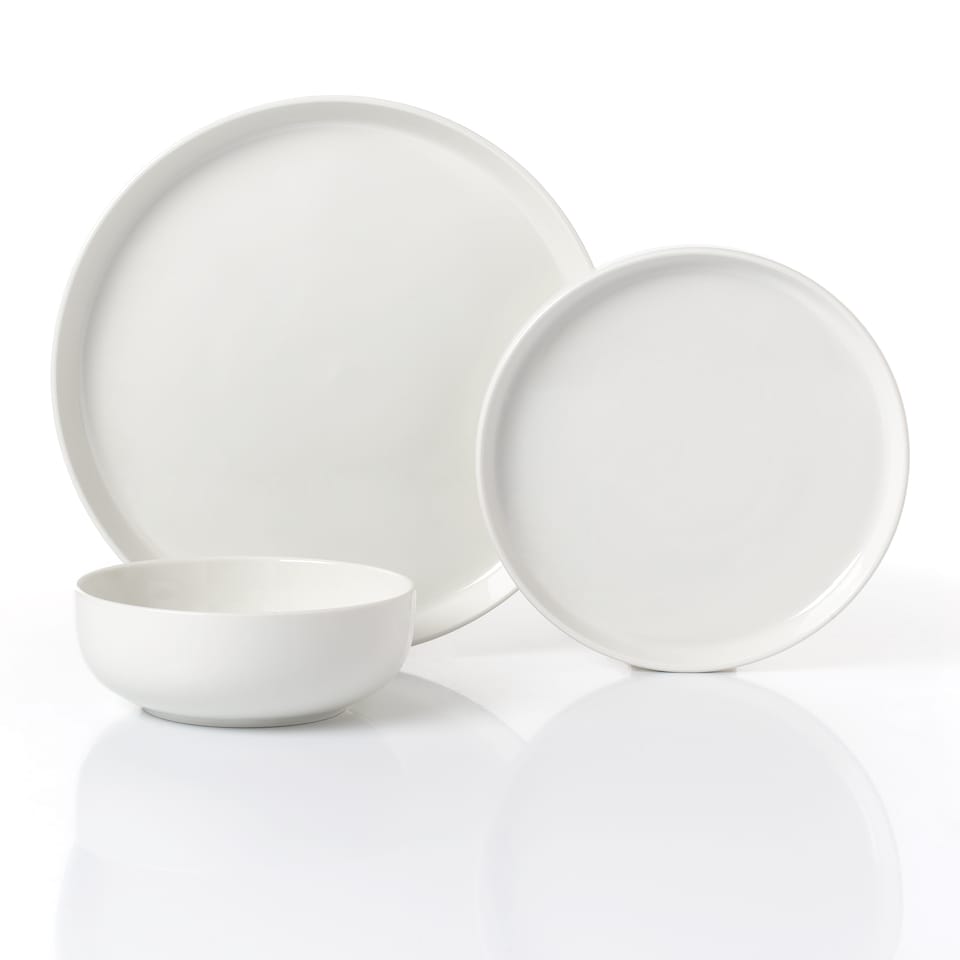 image 1 of Waterside 12pc White Porcelain Lipped Dinner Set