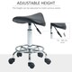 image 4 of HOMCOM Saddle Stool, PU Leather Adjustable Rolling Salon Chair for Massage, Spa, Clinic, Beauty, Hairdressing and Tattoo, Black