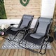 image 3 of Set of 2 Luxury Padded Multi Position Zero Gravity Garden Relaxer Chair Lounger in Grey & Black