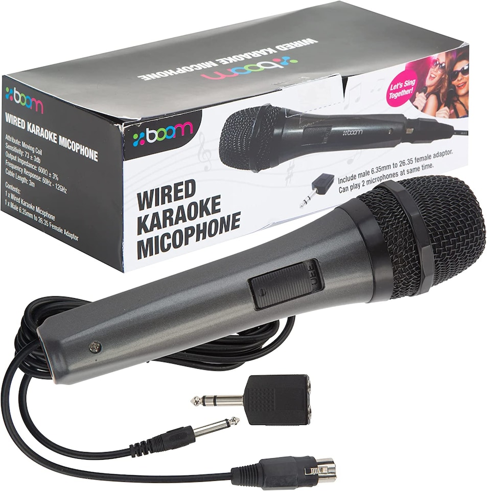 image 1 of PMS Wired Karaoke Microphone with 3m Cable and Adapter - Boom