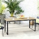 image 2 of Outsunny Garden Dining Table for 6 People with Slatted Table Top Metal Brown | Teak