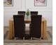 image 3 of Kuba 150 x 85cm Chunky Medium Oak Dining Table and 4 Montana Leather Chairs | Brown | Brown