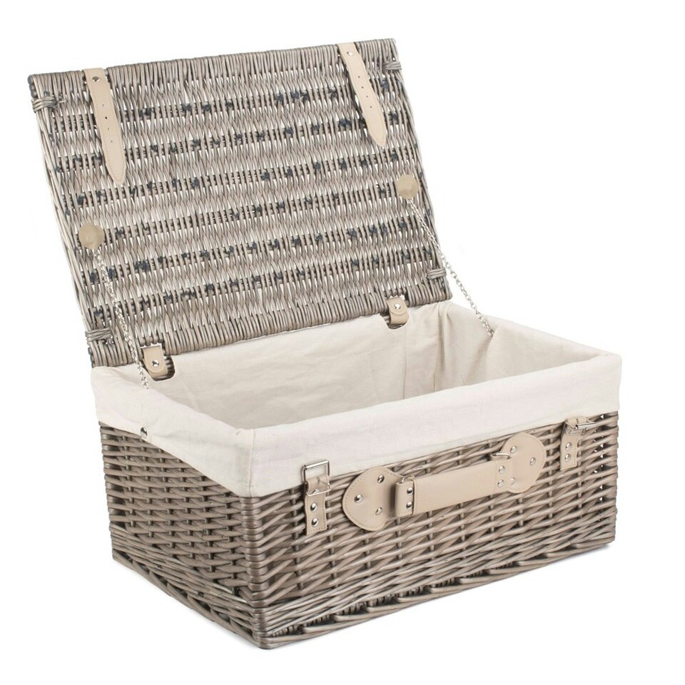 image 1 of 51cm Antique Wash Picnic Basket with Lining Black | Black | One Size
