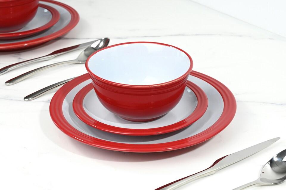 image 1 of 16pc Camden Red Dinner Set