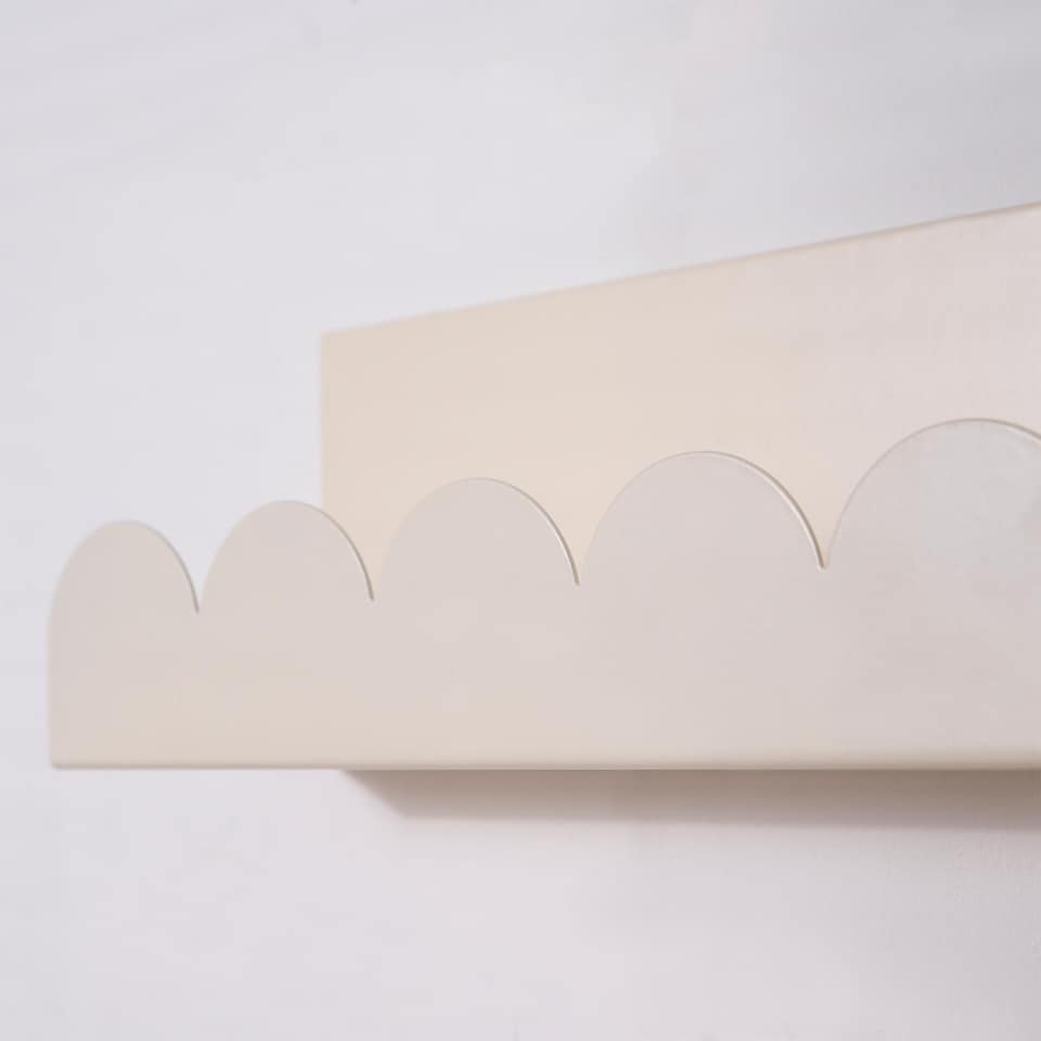 image 1 of OHS Scallop Shelf Wall Mounted Storage Space Saving Modern Bedroom | Cream