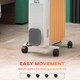 image 8 of HOMCOM 2000W Oil Filled Radiator, 9 Fin, Portable Electric Heater with 3 Heat Settings, Safety Cut-Off and Wheels, White