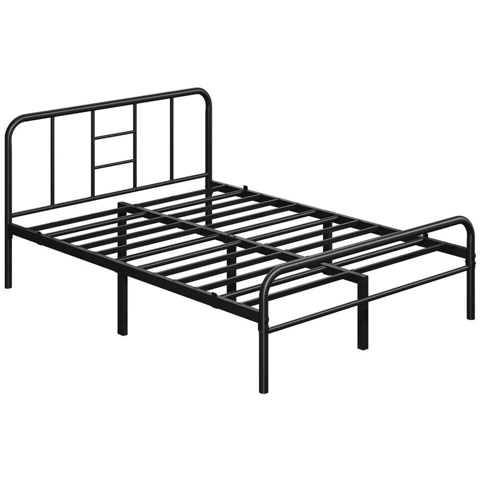 image 1 of Yaheetech Romantic 4ft6 Double Metal-Framed Bed with High Headboard Black