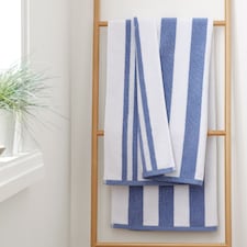 Bianca Reversible Stripe Cotton Jacquard Bath Sheet | Blue | Bath sheet