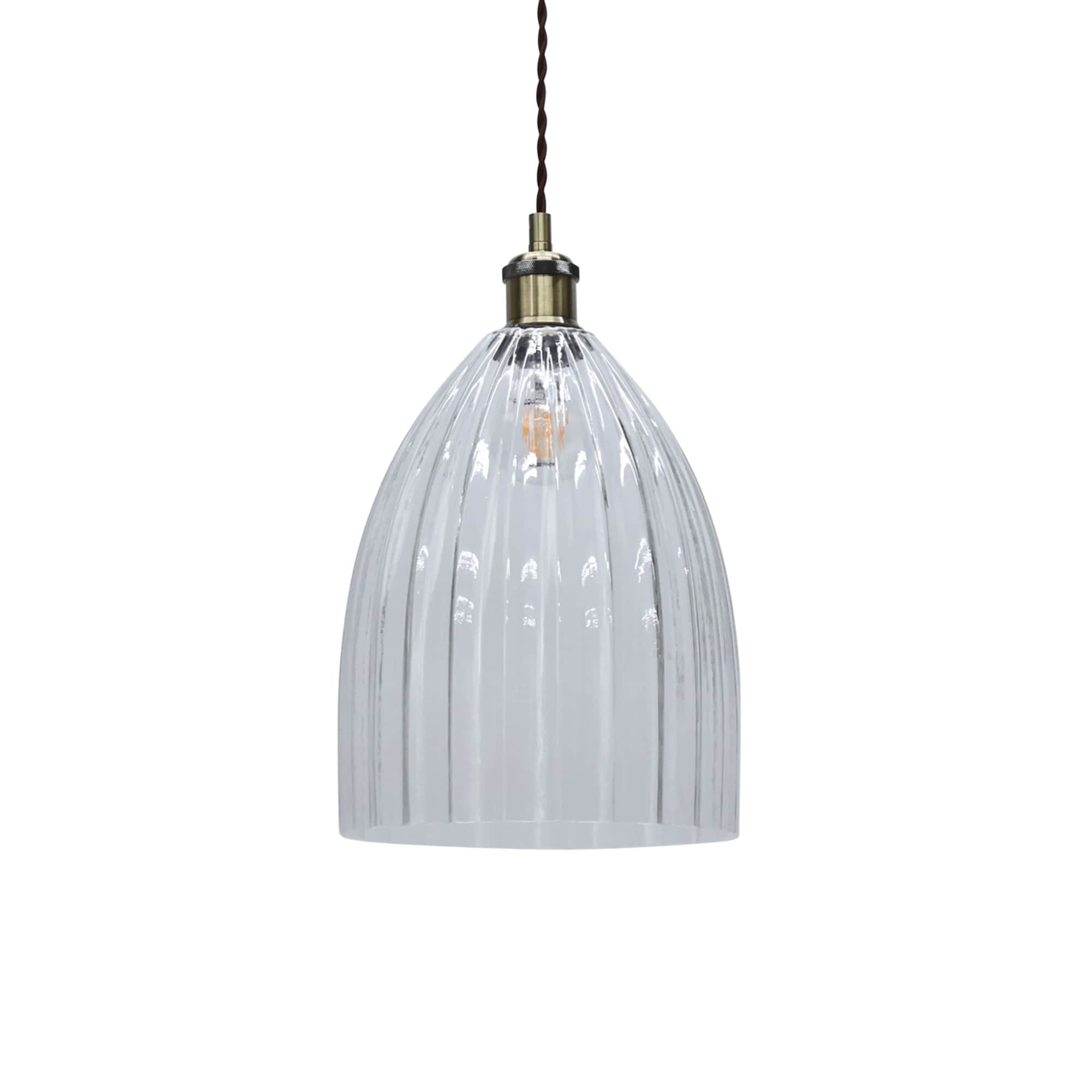 First Choice Lighting Hayes Clear Fluted Glass Easy Fit Pendant Light Shade