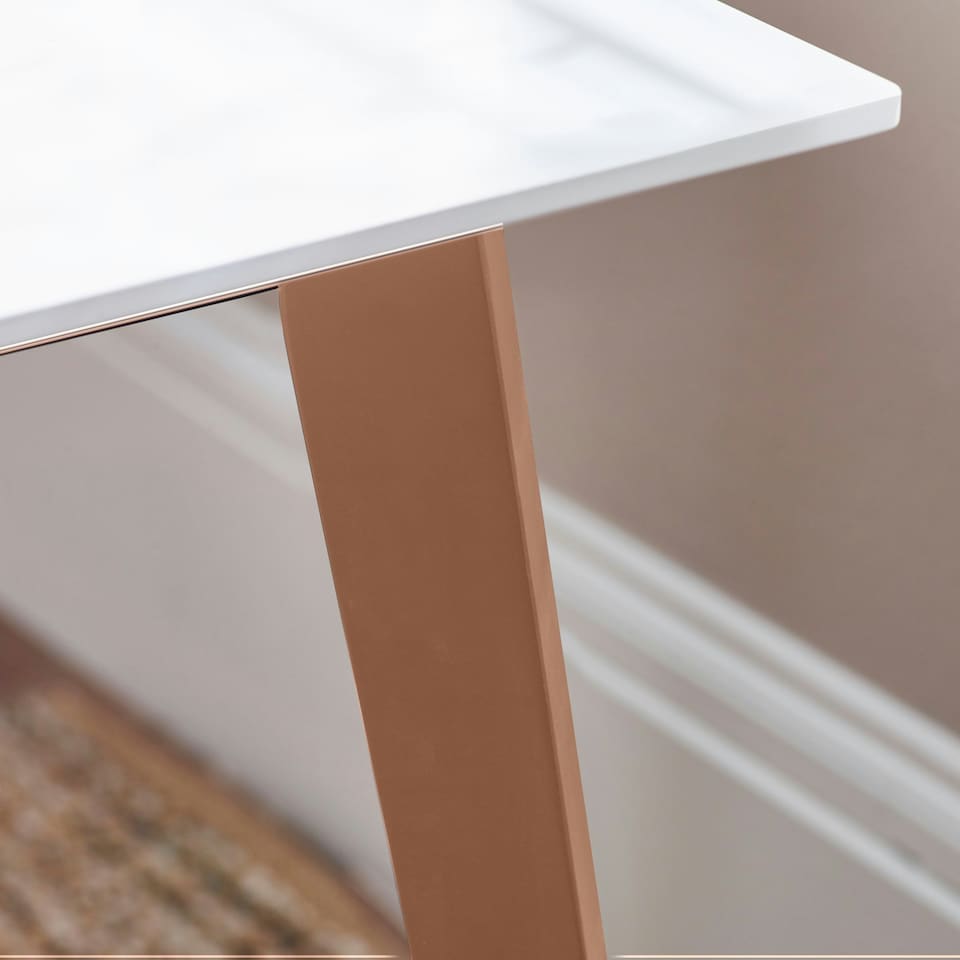 image 1 of Furniturebox Sofia Rectangular Dining Table - White Top and Wood Legs