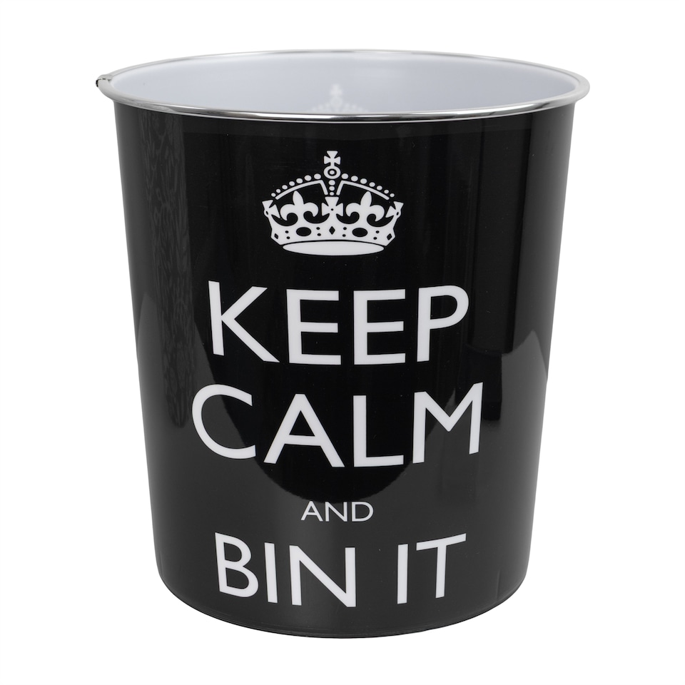image 1 of JVL Onyx Round Waste Bin 7L Set of 2 Decorative Bathroom Bedroom Office Bin It