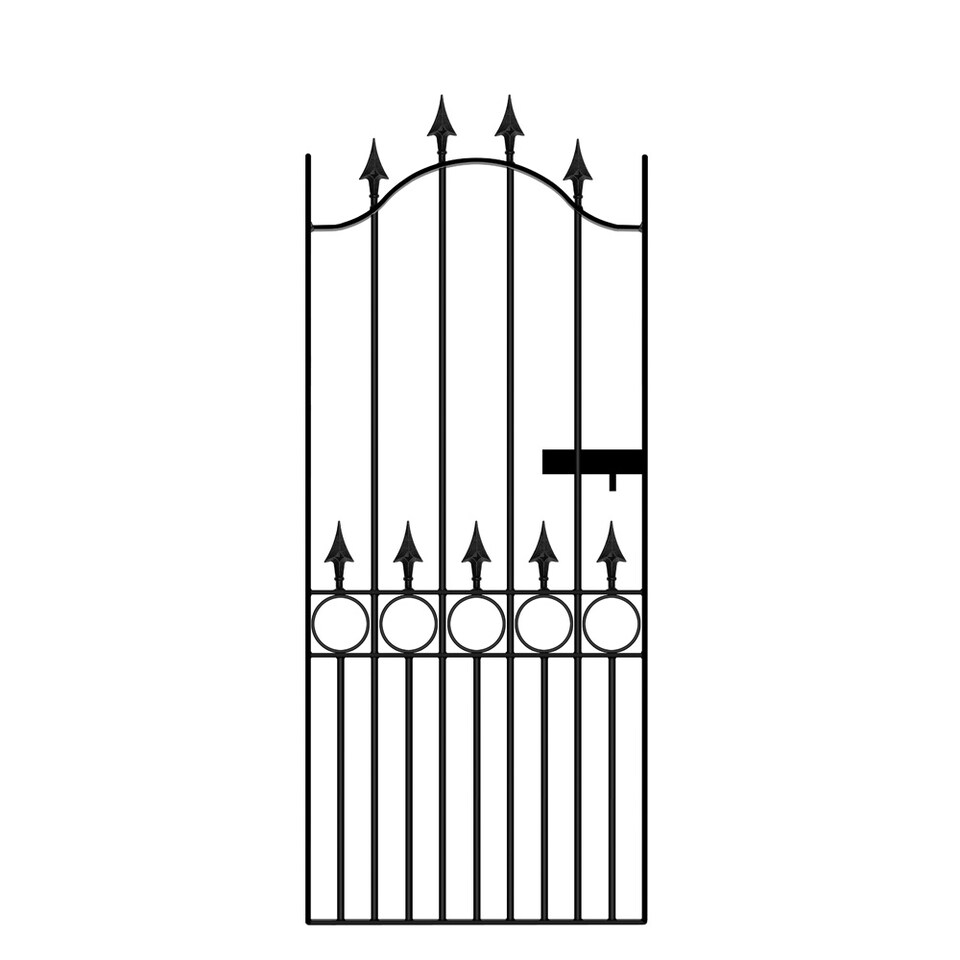 image 1 of Balmoral Premium Range Spear Top Tall Single Gate - Steel - Fits Gap of 914 mm x 1905 mm High - Electro Galv./Black Powder Coated | Black | 1