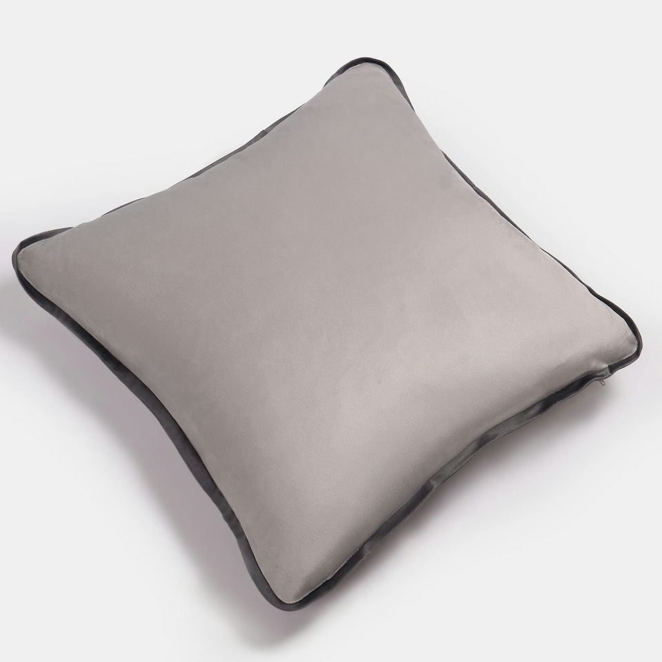 image 1 of OHS 2 x Matte Velvet Piped Edge Cushion Covers, 45x45cm - Grey