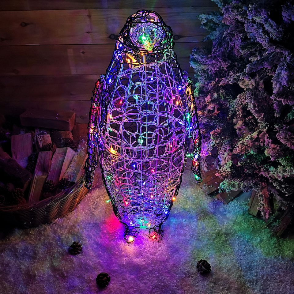 image 1 of 90cm Multicoloured LED Indoor Outdoor Acrylic Christmas Penguin Decoration