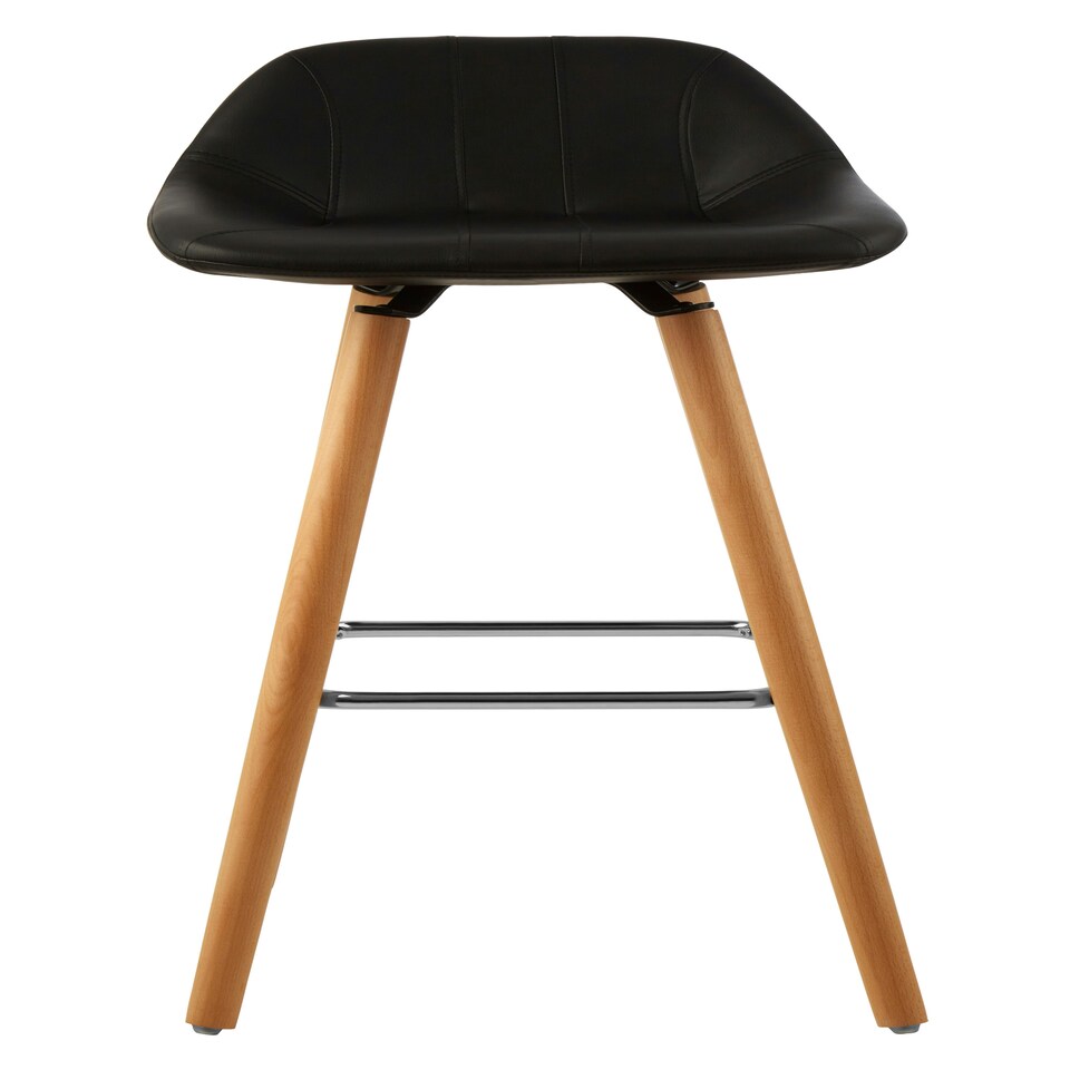 image 1 of Interiors by Premier Black Faux Leather Bar Stool, Comfortable Seating Bar Stool with Back, Easy to Clean Kitchen Bar Stool