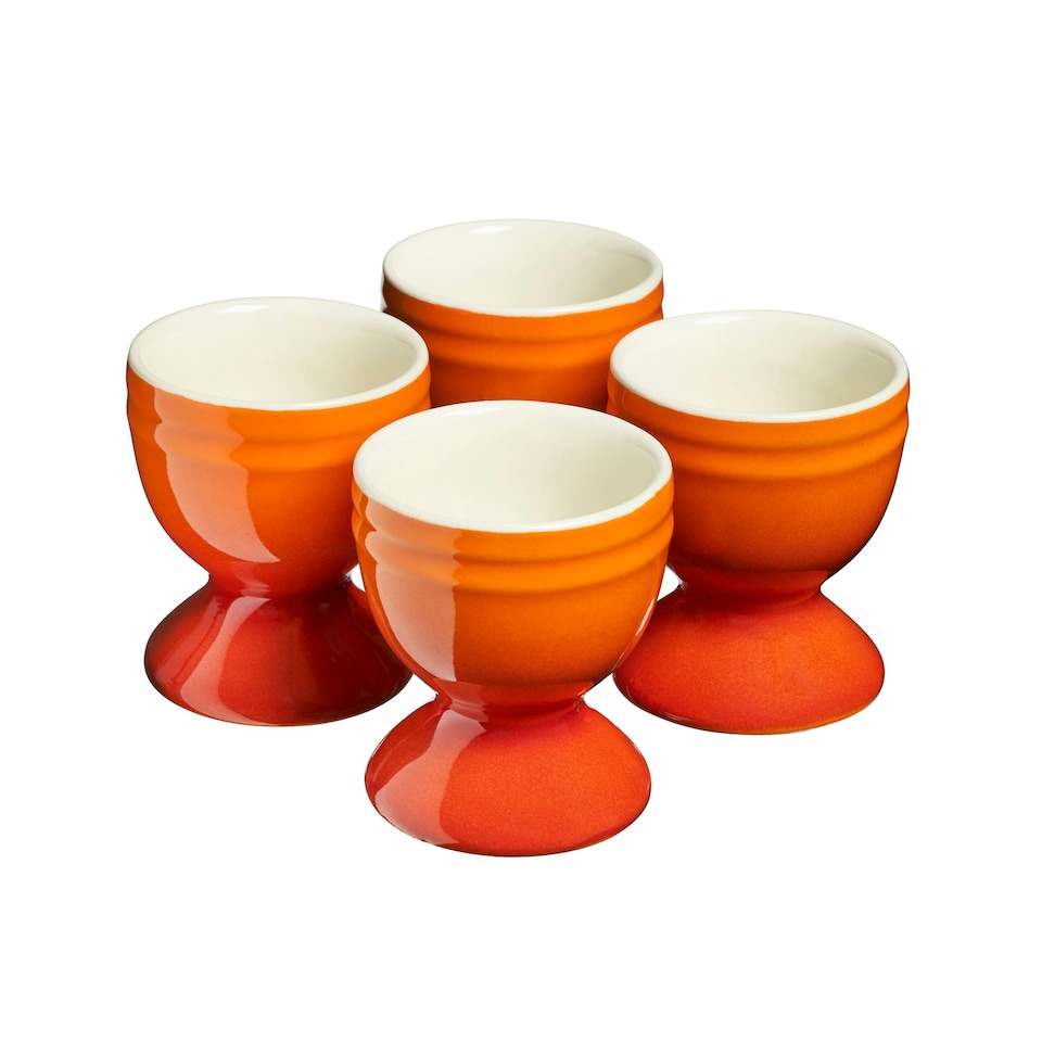 image 1 of Cooks Professional 4 Piece Egg Cup Set | Made From Durable Stoneware | Orange