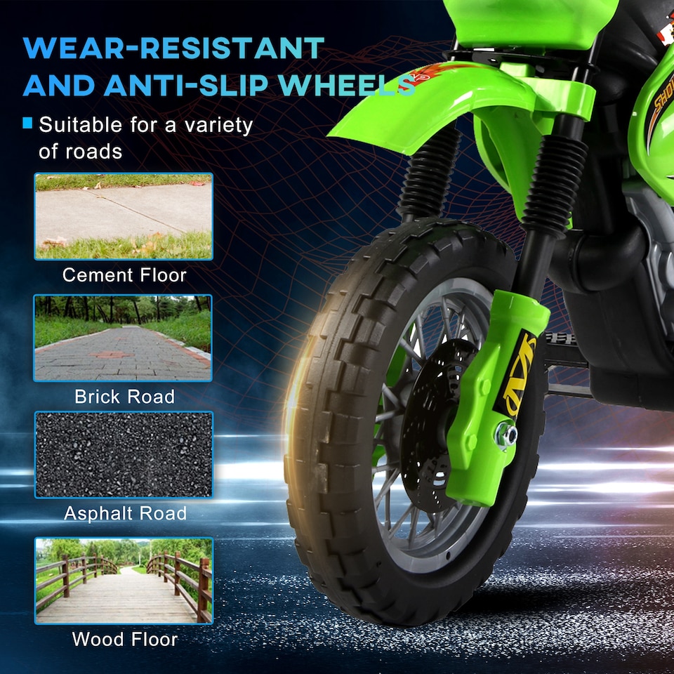 image 1 of HOMCOM 6V Kids Child Electric Motorbike Ride on Motorcycle Scooter Children Toy Gift for 3-6 Years (Green)