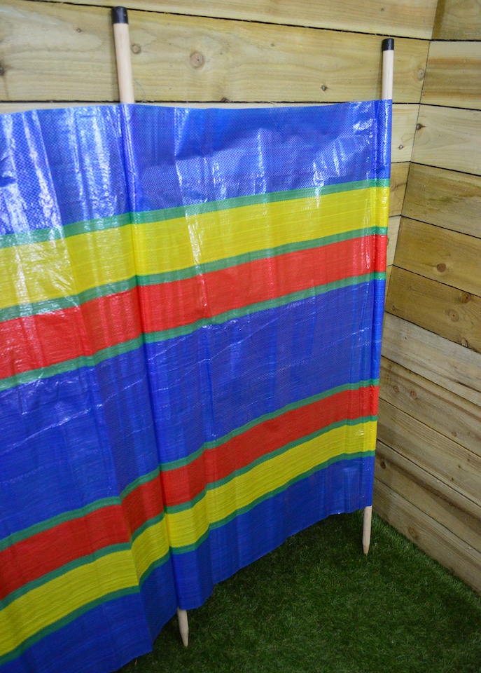 image 1 of 15.2ft (4.6m) Long 1m High 8 Pole Beach Camping Windbreak | Multi | Multi-coloured