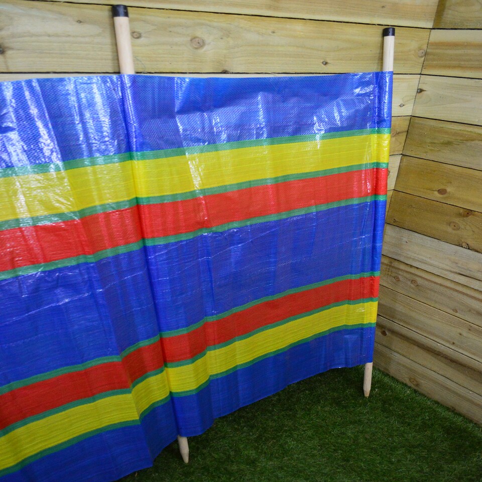 image 1 of 15.2ft (4.6m) Long 1m High 8 Pole Beach Camping Windbreak | Multi | Multi-coloured
