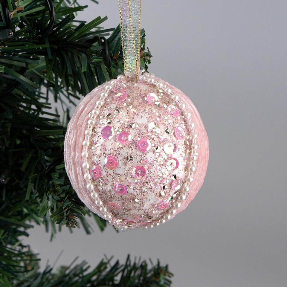 image 1 of 7cm Bauble Baby Pink - Christmas Hanging Decoration